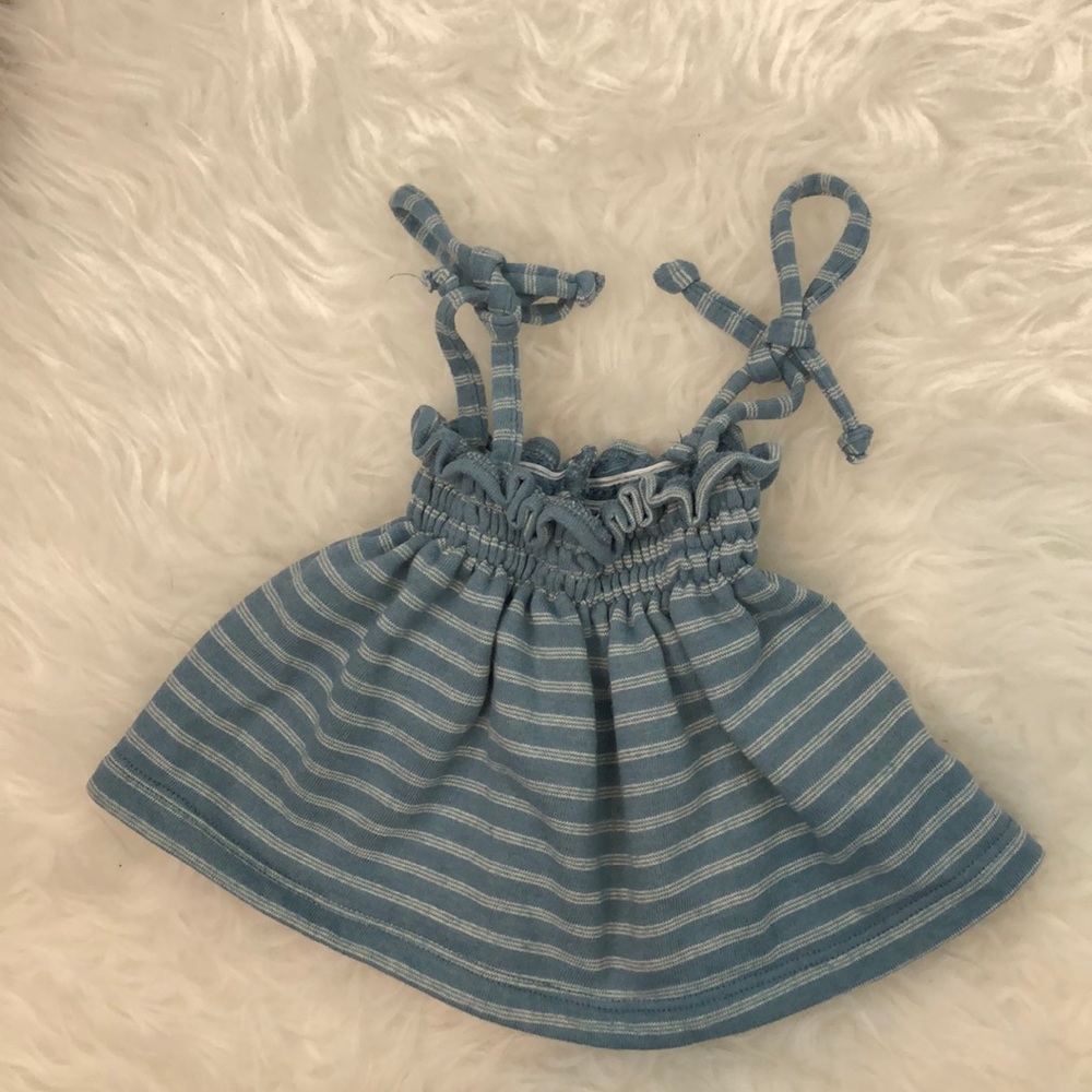LuLu and Roo tie top Olympus woodland stripe 6-12m
